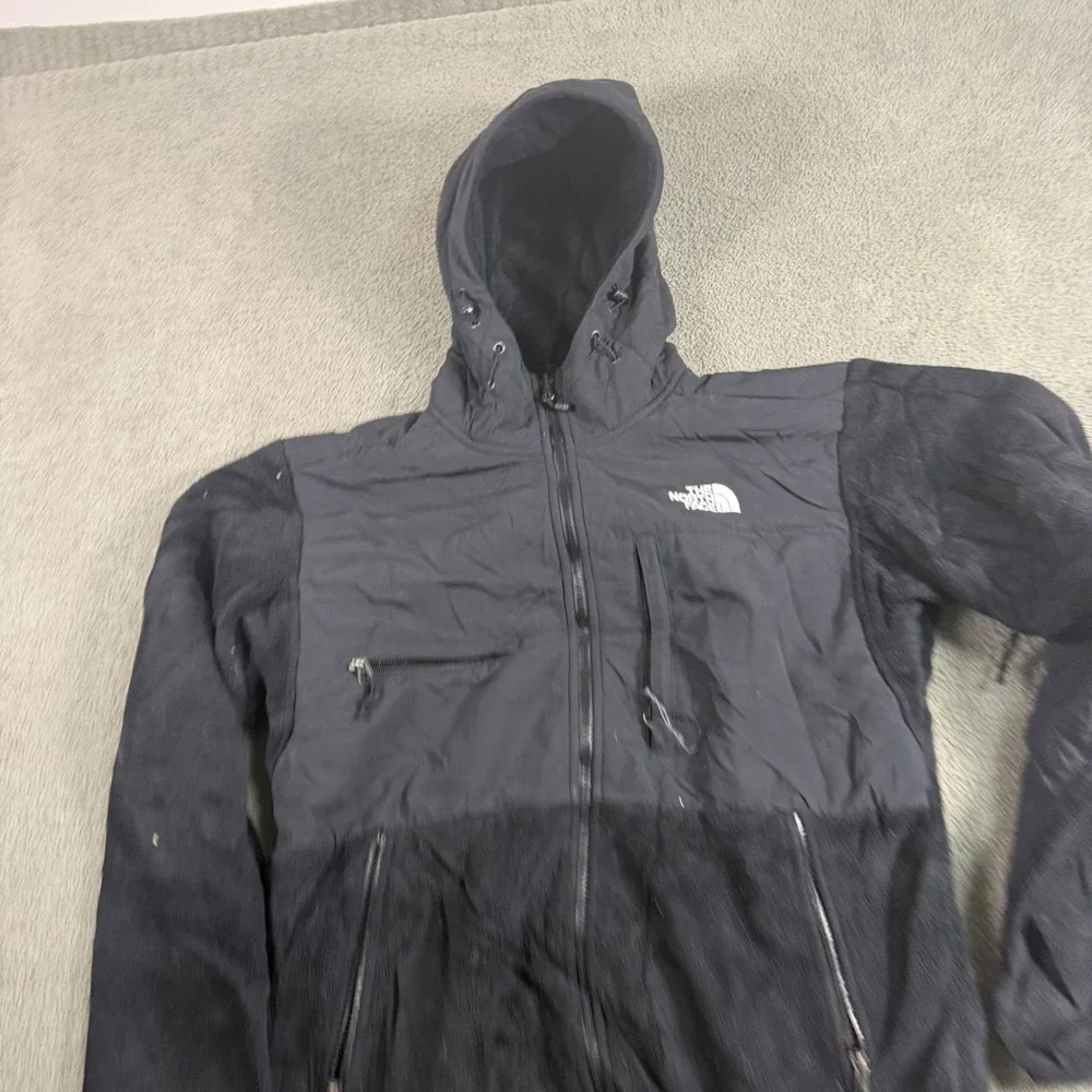 The North Face Denali 2 Hooded Fleece Jacket Mens Small Black Full Zip Hoodie